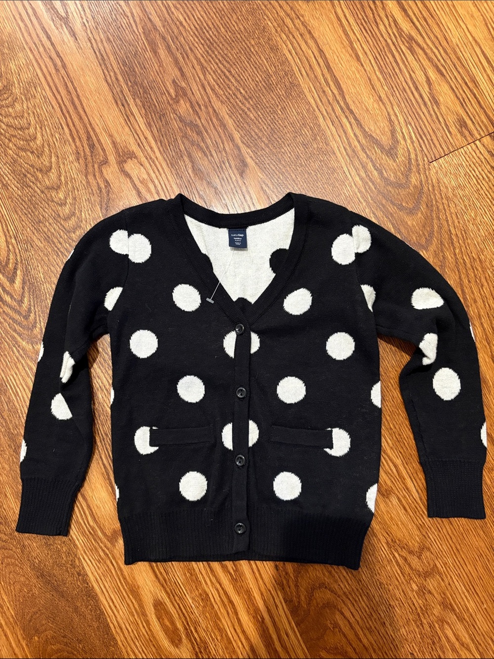 GAP Black and White Polka Dot Kids Cardigan Sweater